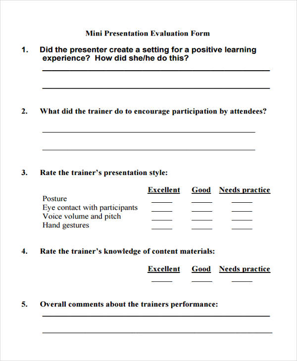 presentation form activities