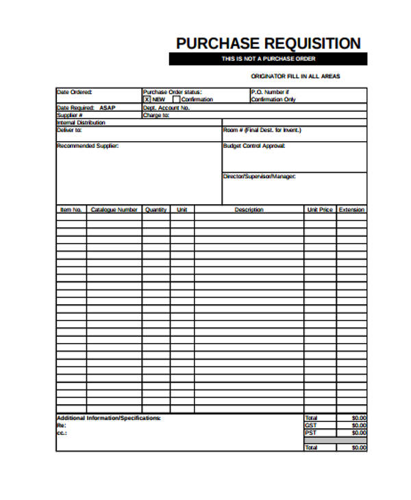 free raw material requisition form