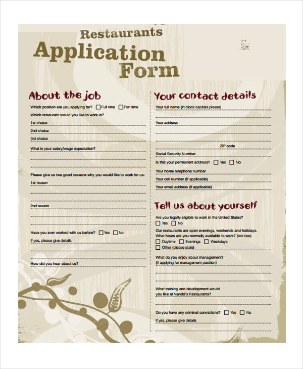 Free 36 Job Application Forms In Pdf Ms Word Excel 8436