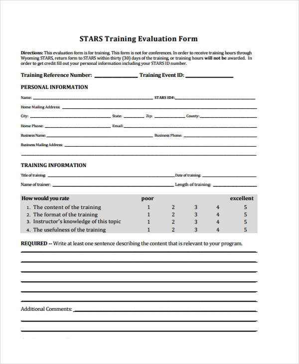 free training event evaluation form1