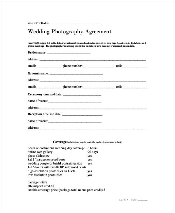 FREE 11+ Photography Contract Forms in PDF | MS Word