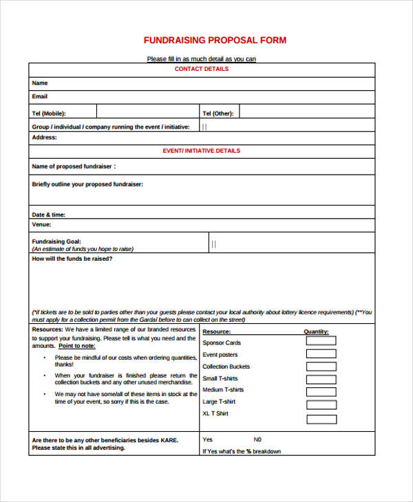 fundraising advertising proposal form