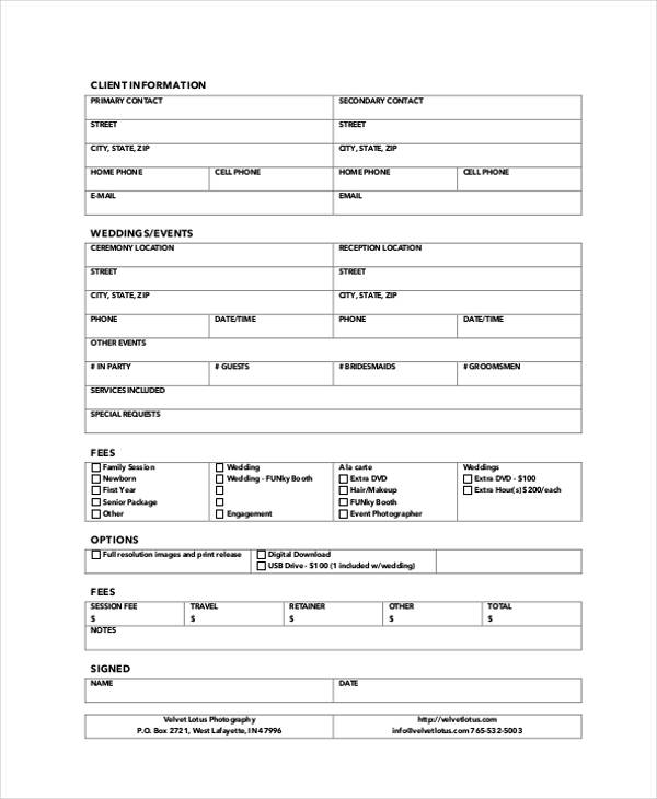 FREE 11+ Photography Contract Forms in PDF | MS Word