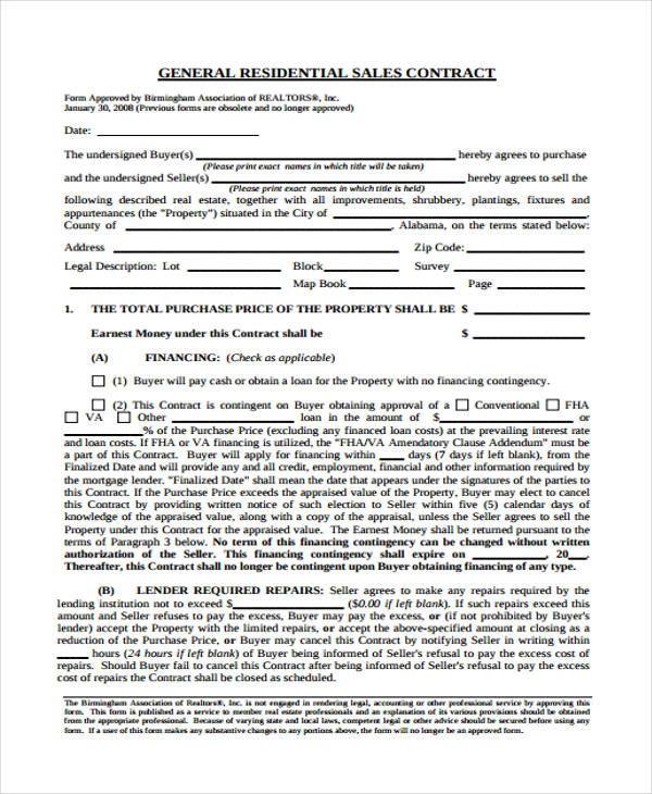 general residential sales agreement form1