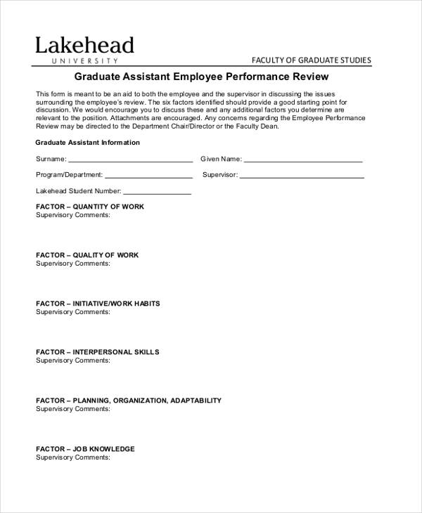 graduate assistant employee review form1