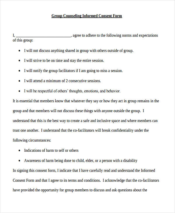 group counseling informed consent form