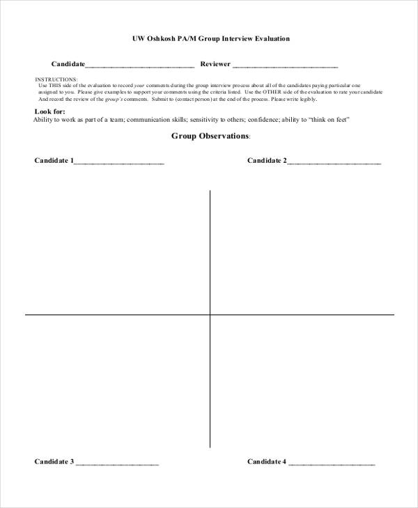 group interview assessment template