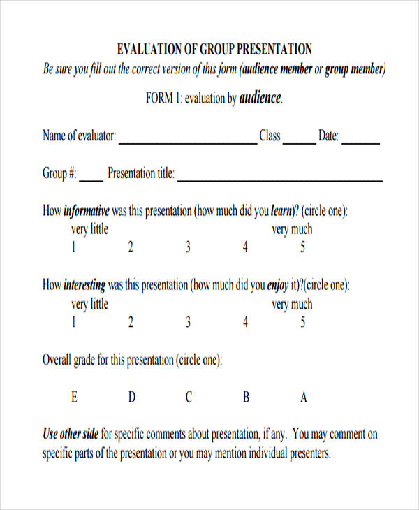 FREE 35+ Presentation Evaluation Forms in PDF | MS Word | Excel