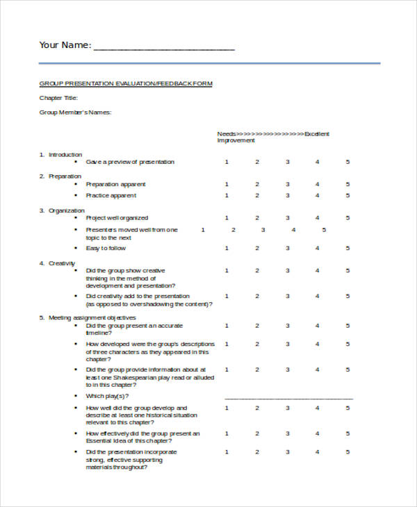 group presentation evaluation feedback form9