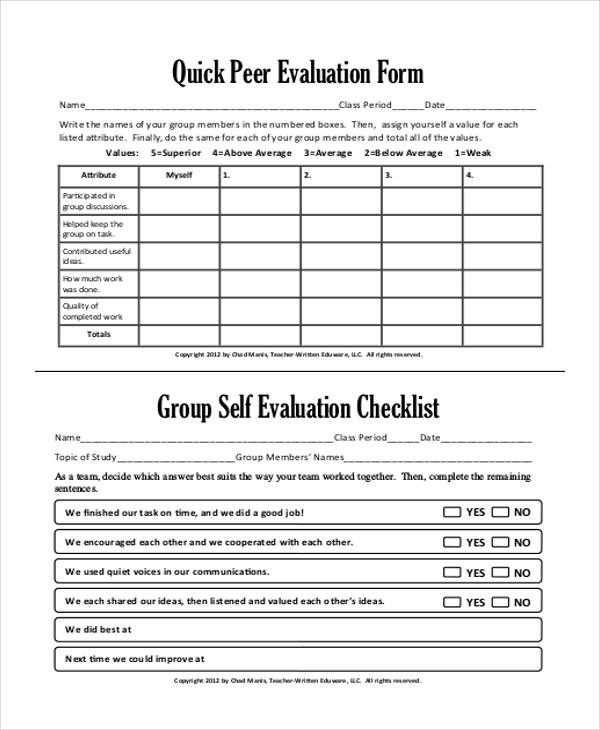 group presentation peer evaluation form