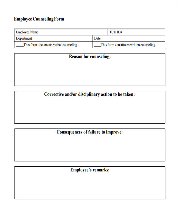 hr employee counseling form
