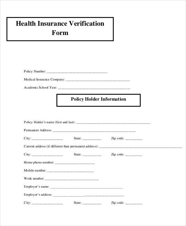 FREE 23+ Insurance Verification Forms in PDF MS Word