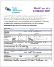 health service complaint form sample