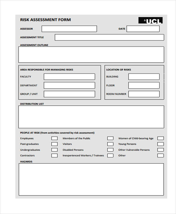 health and safety risk self assessment form