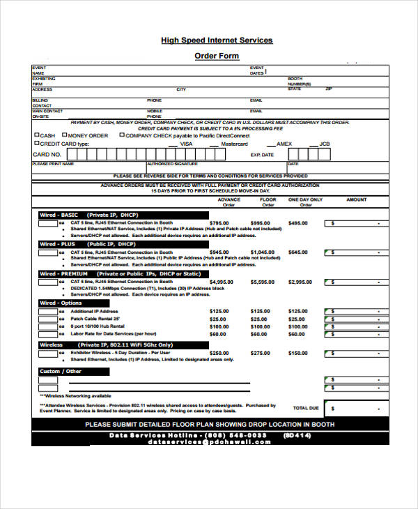 Telecom Order Form FREE 33+ Sample Service Order Forms in PDF | MS Word | Excel
