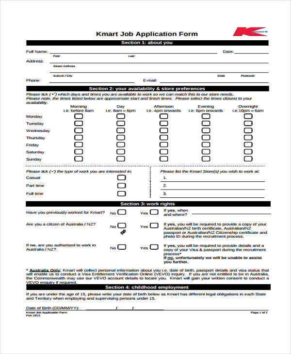 FREE 10+ Sample Standard Job Application Forms in PDF | MS Word | Excel