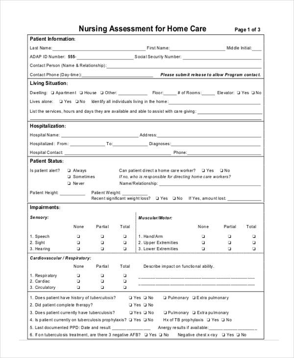 Health Assessment Form Template from images.sampleforms.com