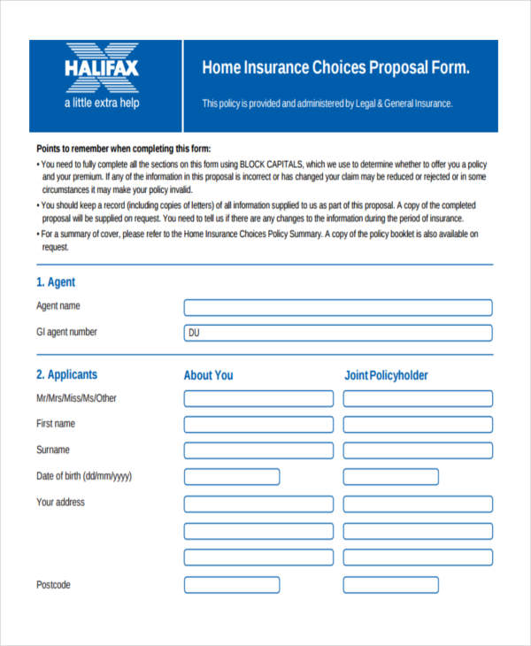 FREE 38+ Insurance Proposal Forms in PDF
