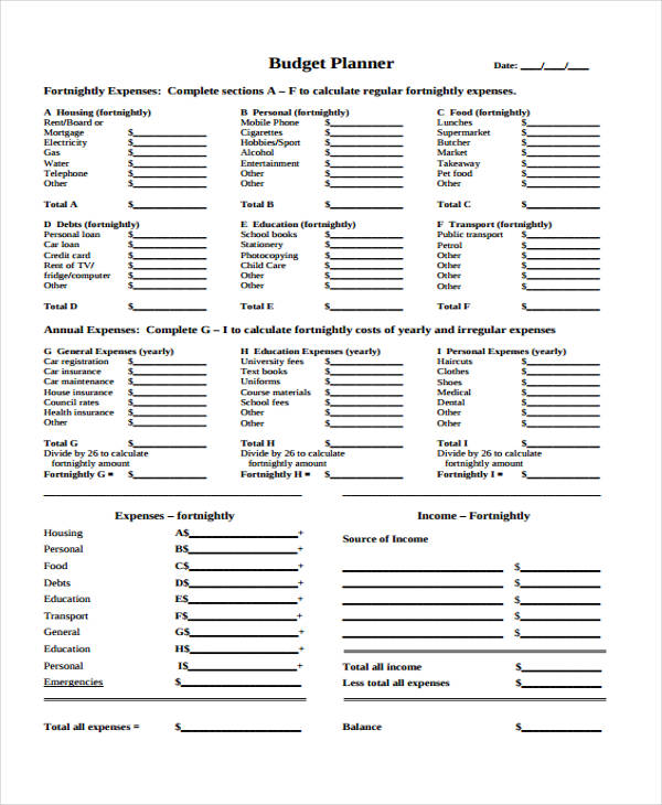 home project budget form
