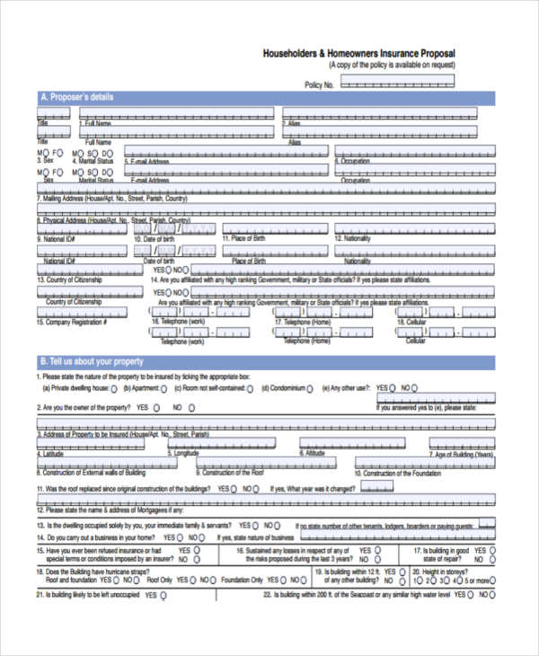 FREE 49+ Insurance Proposal Forms in PDF MS Word Excel