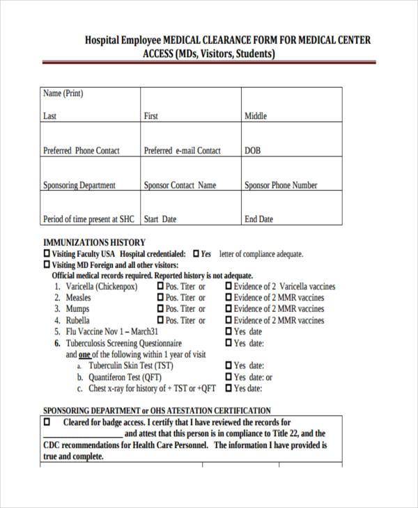 Free 19 Employee Clearance Forms In Pdf Ms Word Excel 6807