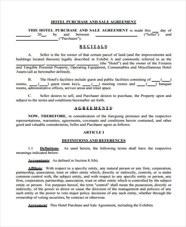 hotel business sales agreement form1