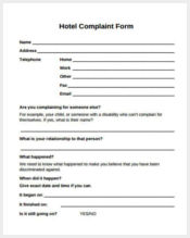 hotel guest complaint form sample