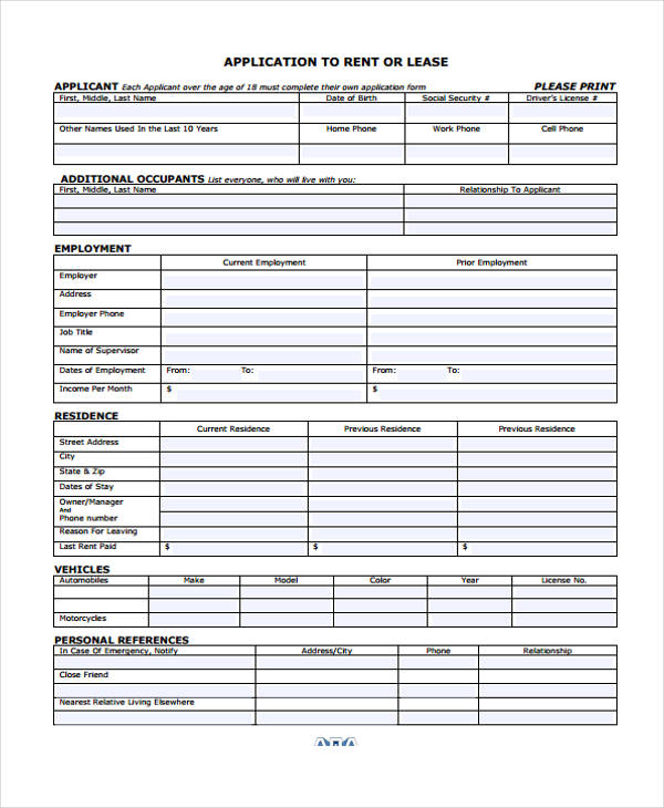 house rental lease application form2