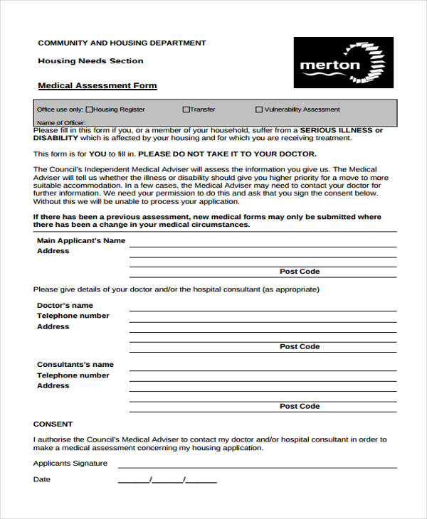 housing needs section medical assessment form1