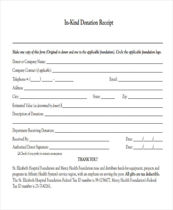 Free 12 Donation Receipt Forms In Pdf, Salvation Army Donation Form Receipt