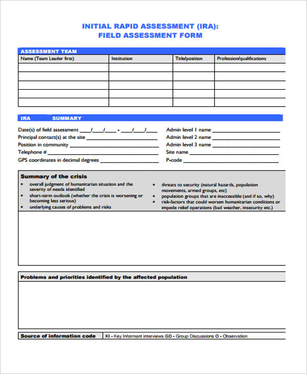initial rapid needs assessment form
