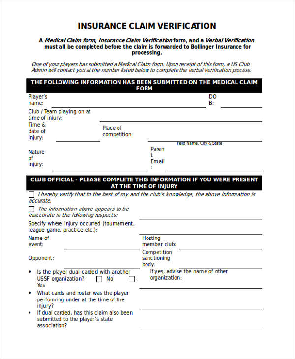 FREE 17+ Sample Insurance Verification Forms in PDF MS Word