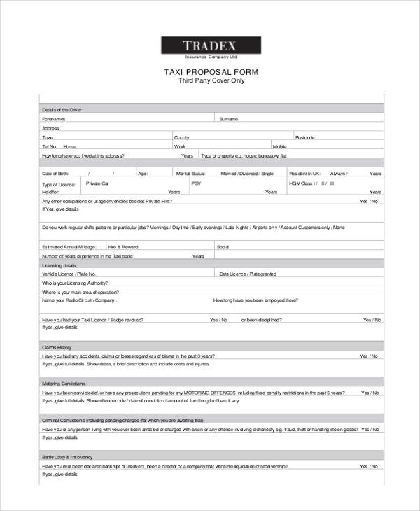 insurance taxi proposal form1