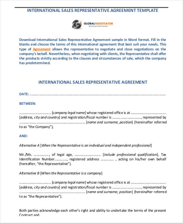 international sales representatives agreement form1