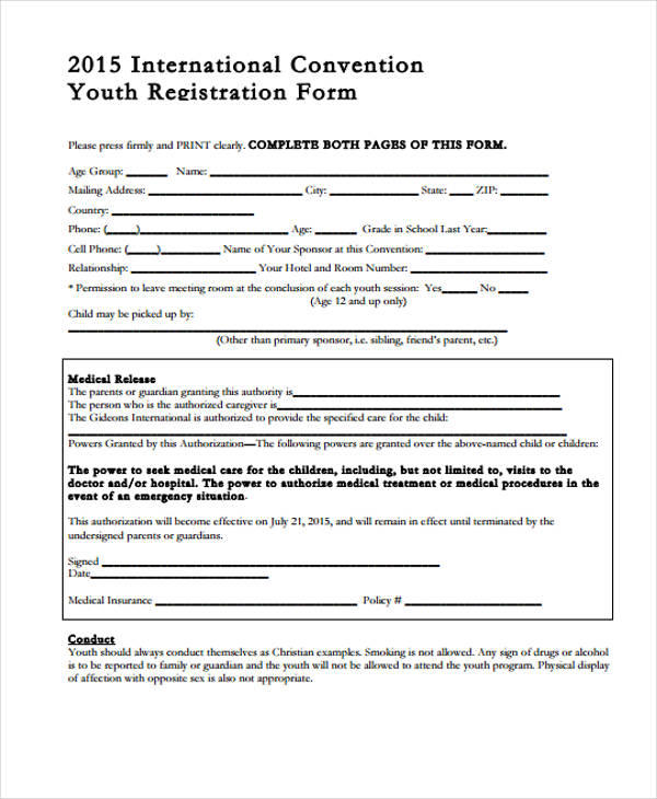 international youth conference registration form