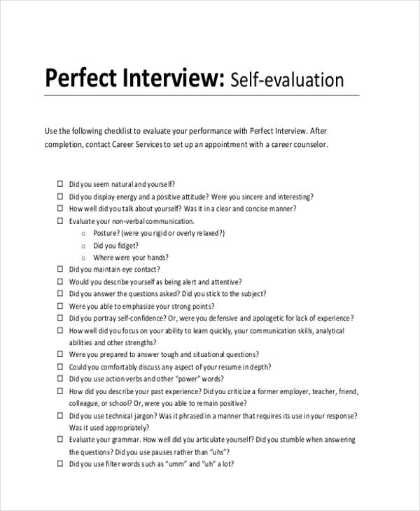interview self assessment form