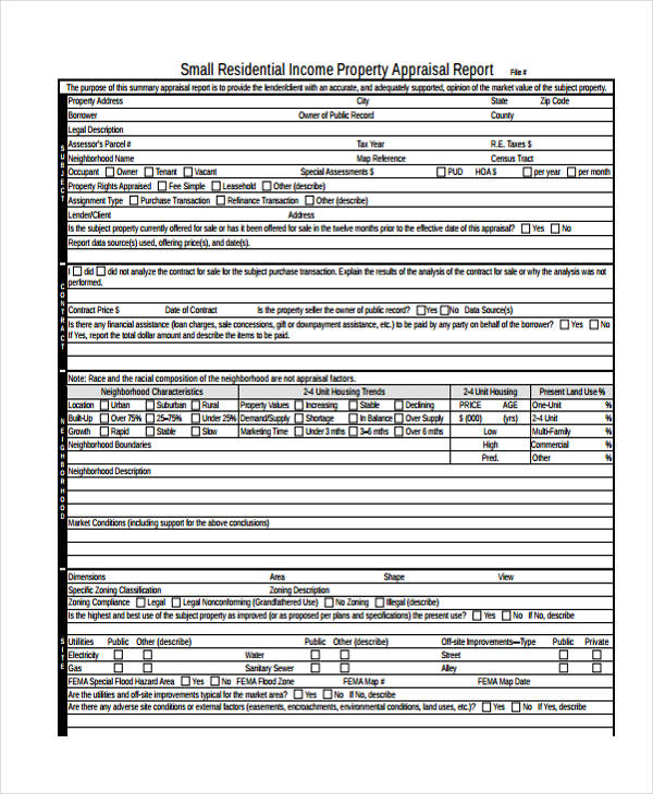 investment property appraisal form1