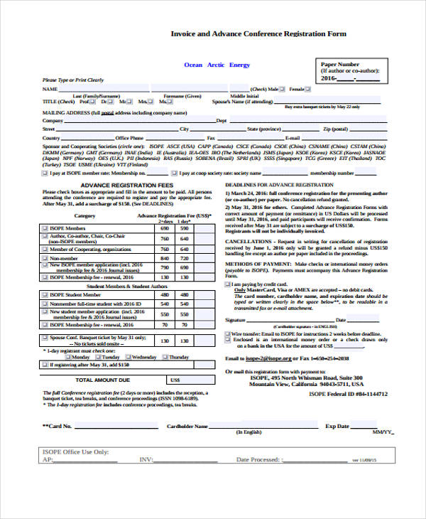 invoice conference registration form