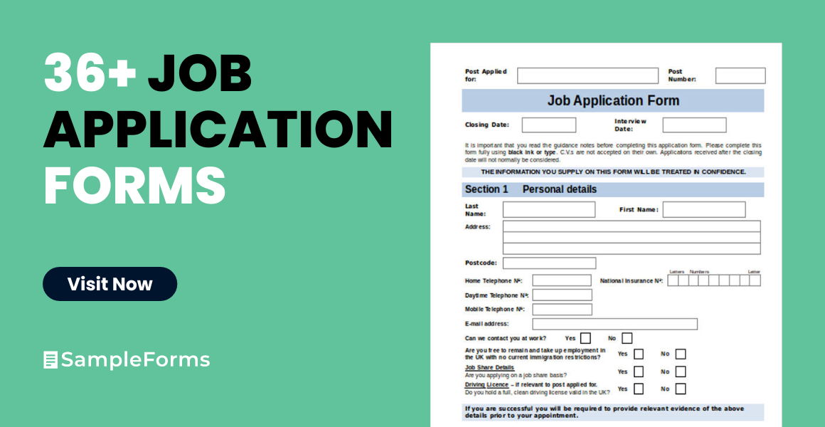 50 Free Employment / Job Application Form Templates [Printable] ᐅ  TemplateLab