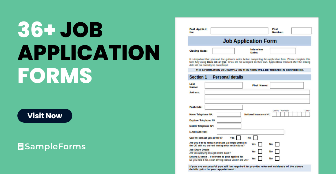 FREE 36+ Job Application Forms in PDF, MS Word