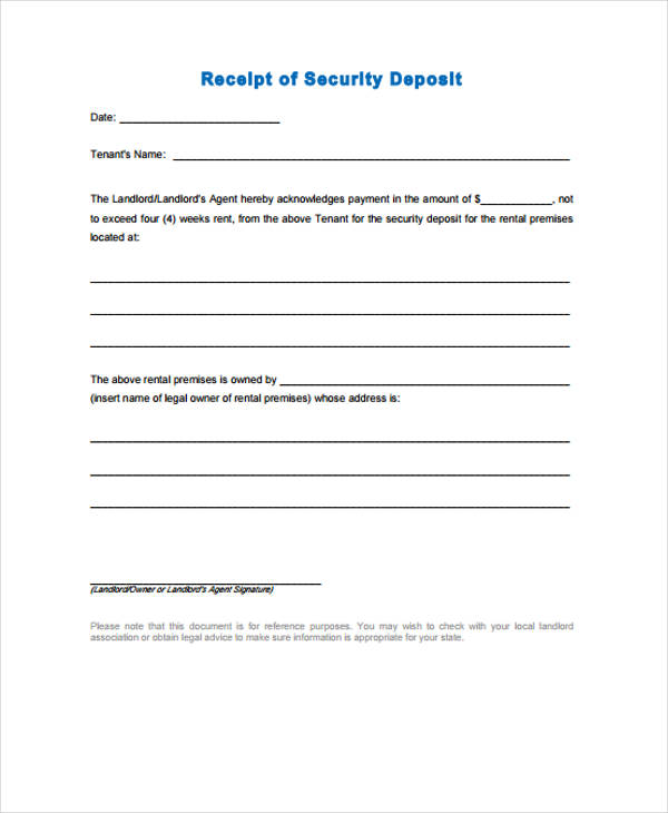 landlord security deposit return form