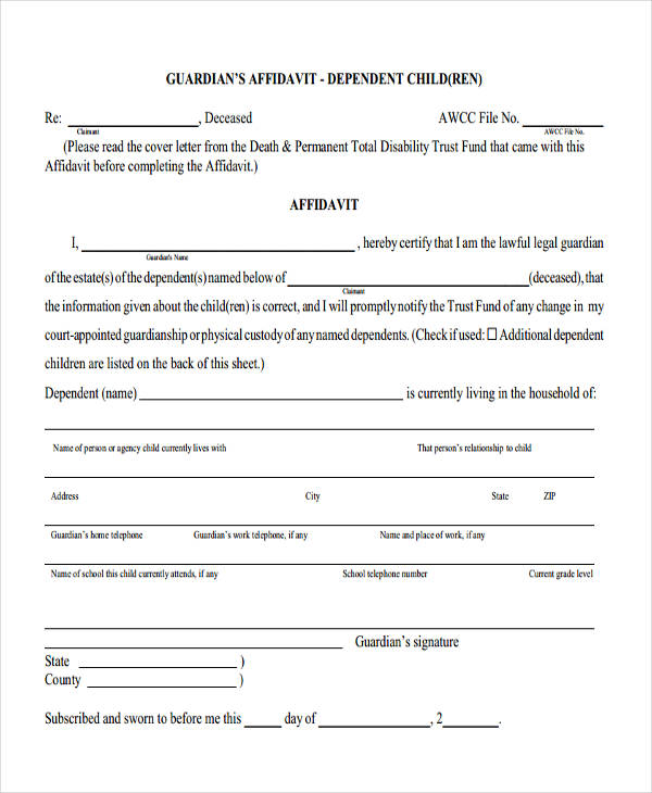 Free 9 Legal Affidavit Forms In Pdf Ms Word 4227