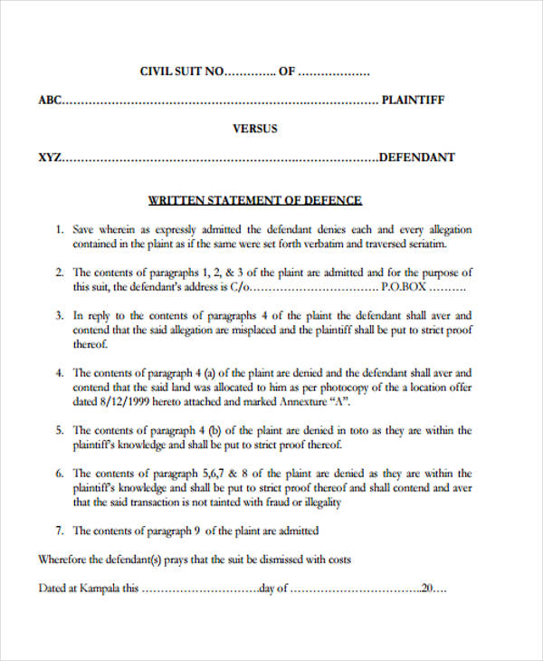 legal written statement form1