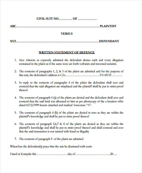 FREE 8+ Legal Statement Forms in PDF | MS Word