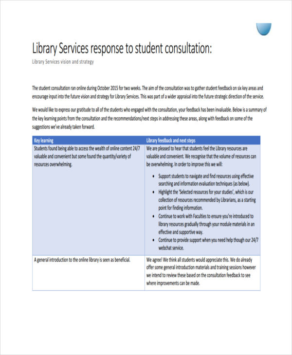 library consultation feedback form