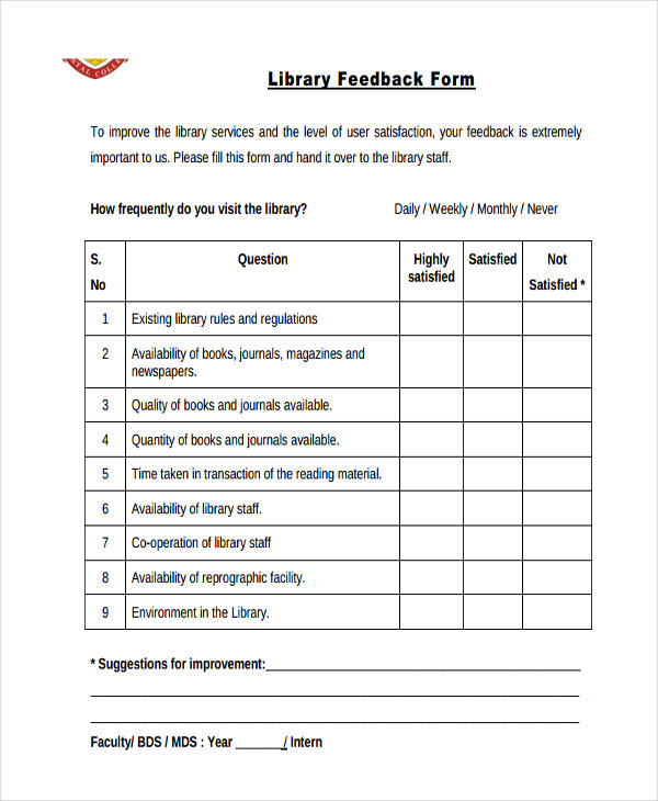 library user feedback form