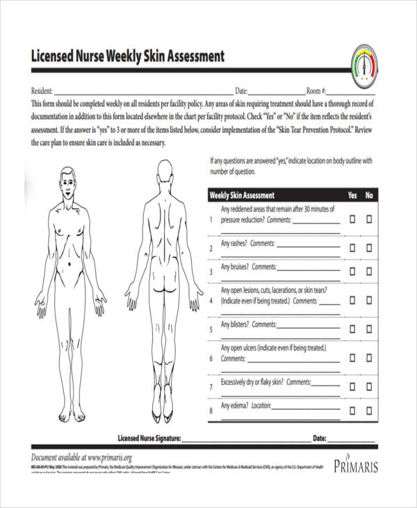 nursing assessment form for nursing students