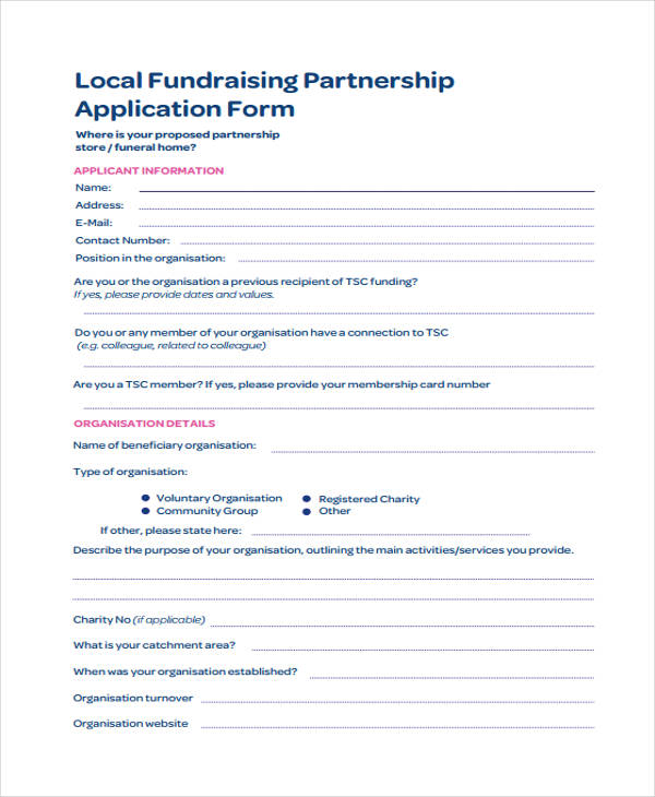 FREE 13+ Sample Partnership Application Forms in PDF | MS Word