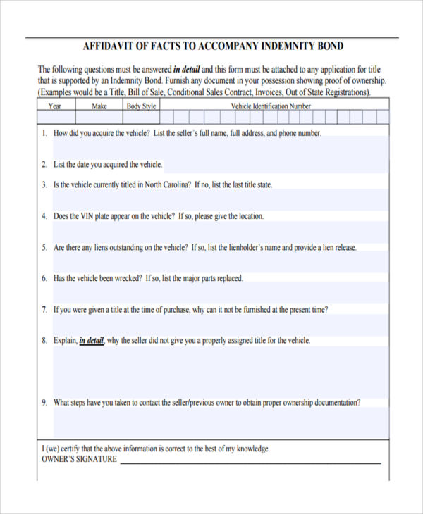 location affidavit of fact