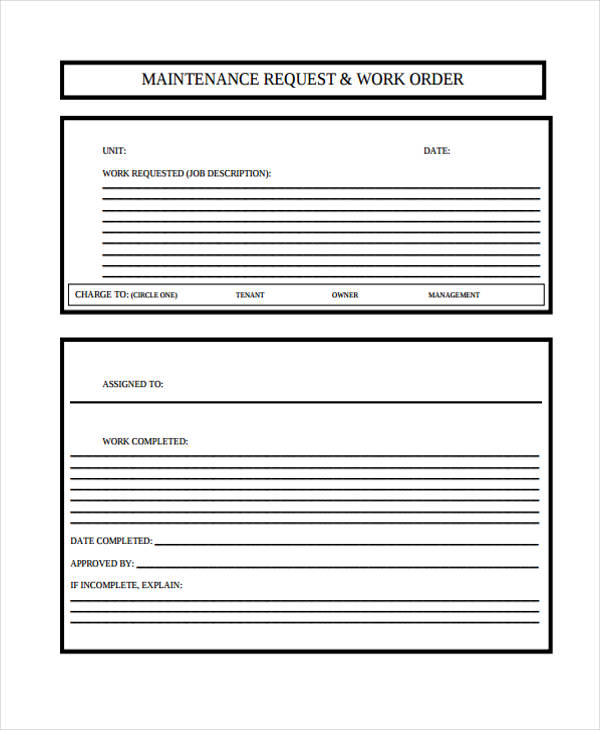 FREE 11+ Maintenance Work Order Form Samples, PDF, MS Word, Google Docs